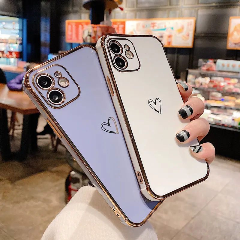 Чехол для телефона с сердечками iPhone 11 12 Pro Max XS XR X 7 8 Plus Mii противоударный бампер