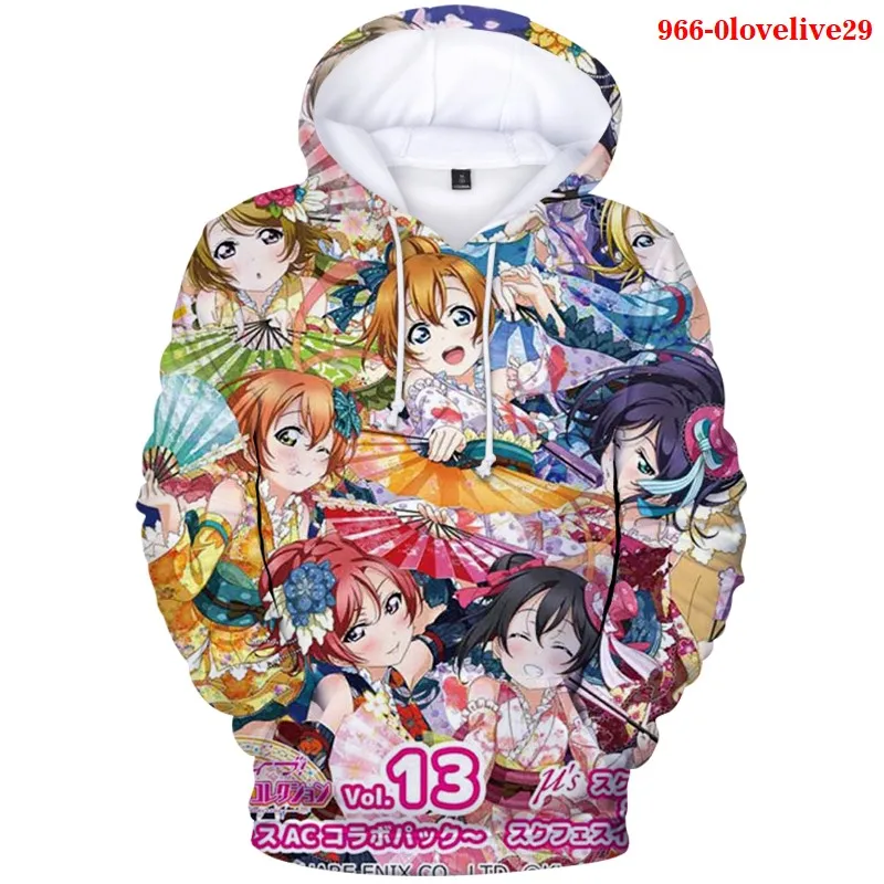 Толстовки Японский пуловер Толстовка костюмы Lovelive 3d-Printing уличная Женская Теплая