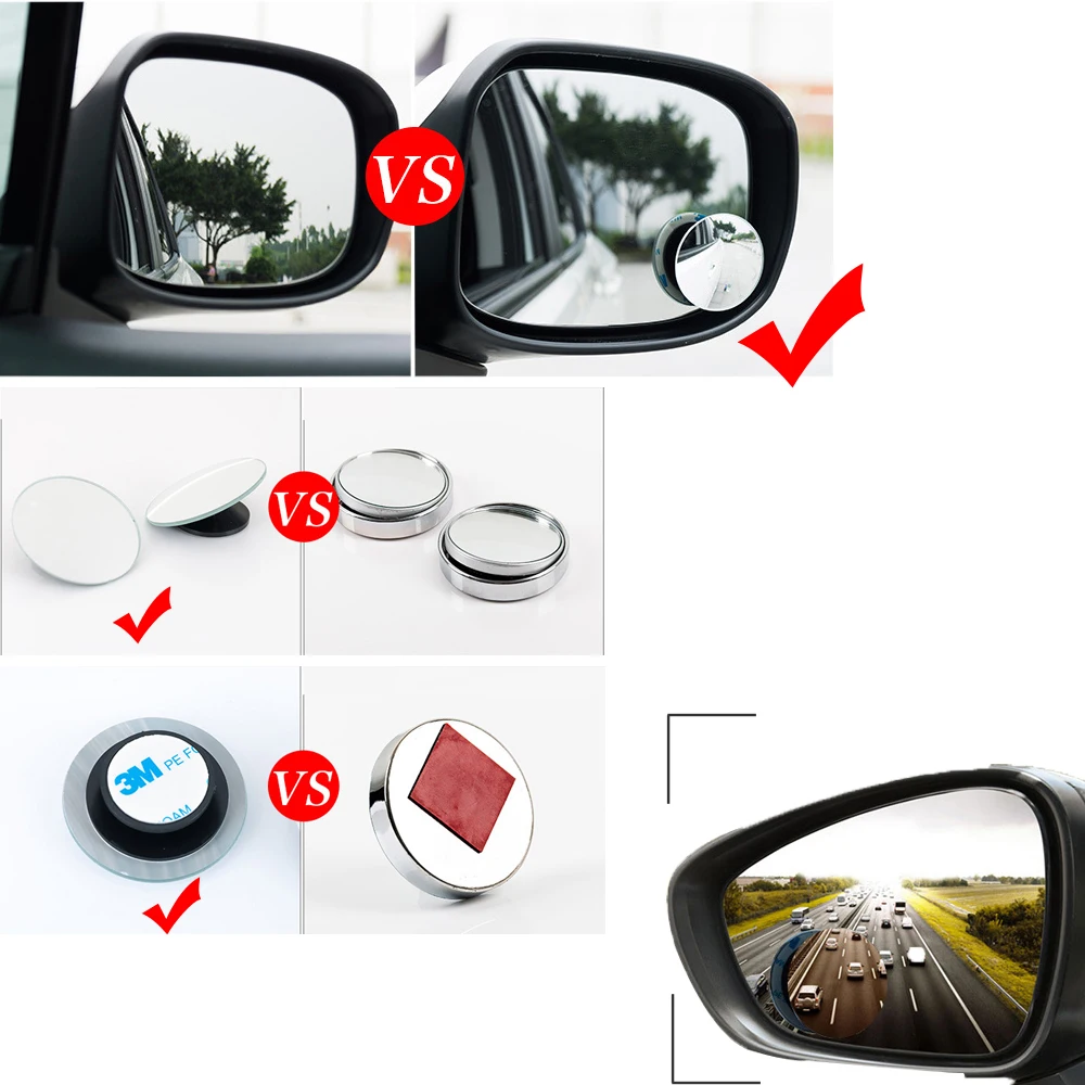 Купи 1x Car Auto Rear View Mirror Mount 360 Rotating Wide Angle Convex Blind Spot Car Accessories Safety Useful Universal за 134 рублей в магазине AliExpress