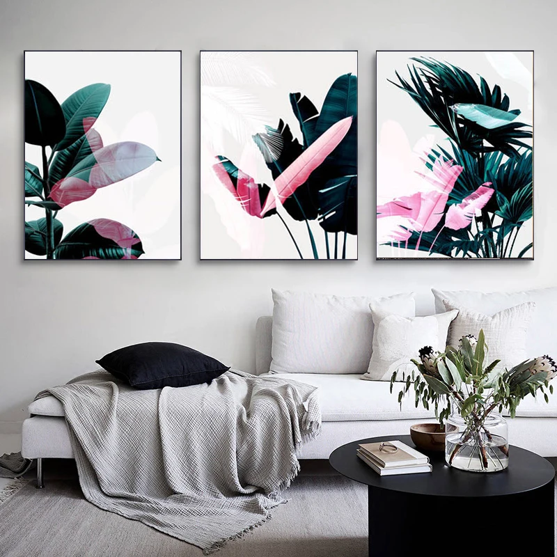 Gohipang нордический зеленый плакат красочные розовые растительные плакаты и принты