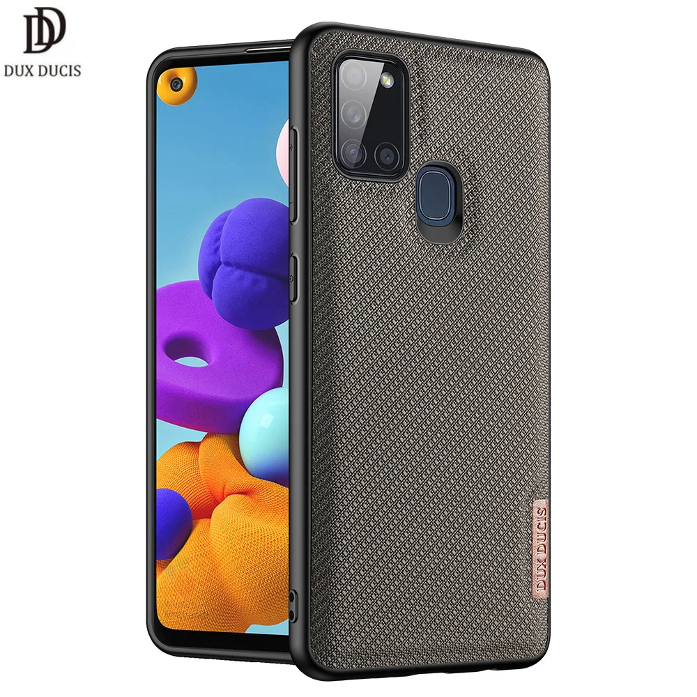 

For Samsung Galaxy A21S DUX DUCIS Fino Series Woven Fabric Back Case Protecting Case Support Wireless Charging Supper