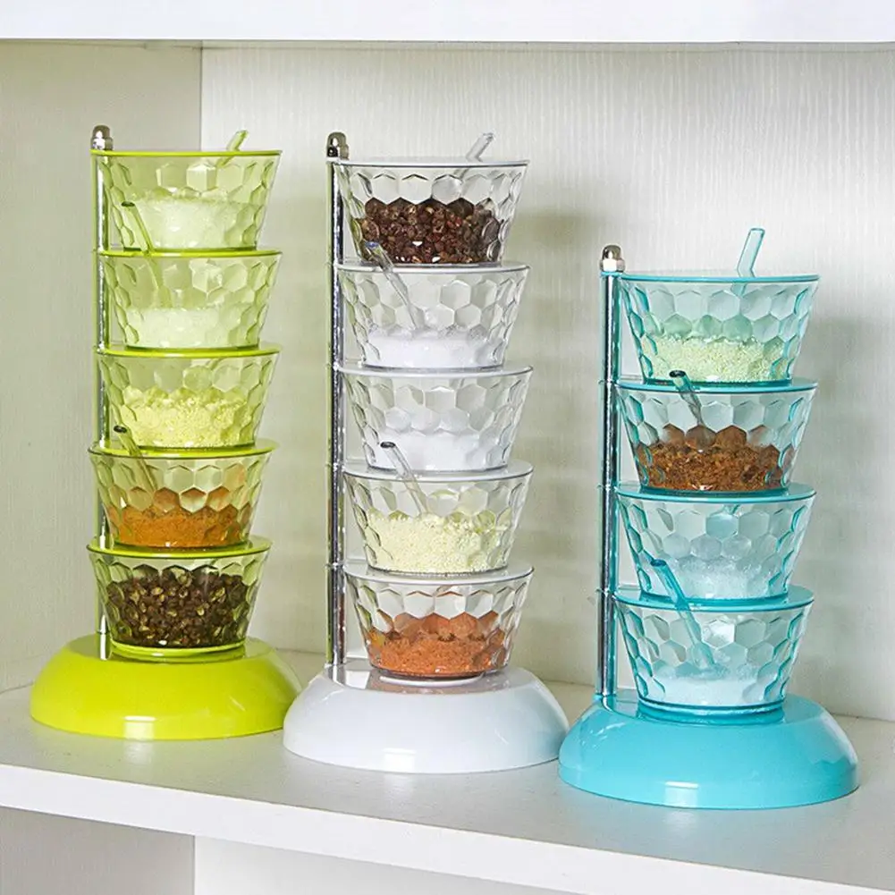

4/5-Layer Rotating Vertical Salt Sugar Seasoning Box Storage Can Spice Case Jar Seasoning Box Storage Can Spice Case Jar Can Can