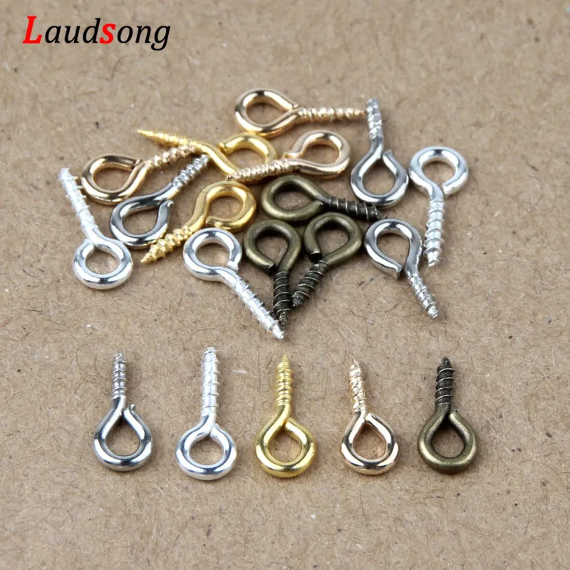 

200pcs/lot Gold Rhodium Small Eye Pins Eyepins Hooks Eyelets Screw Threaded Clasps Hooks Jewelry Making Findings Handicraft DIY