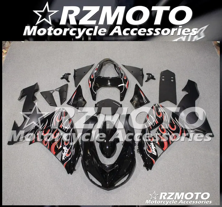 

New ABS whole Fairings Kit Fit for Kawasaki Ninja ZX-10R ZX10R 10R 2006 2007 06 07 Bodywork set Flame red