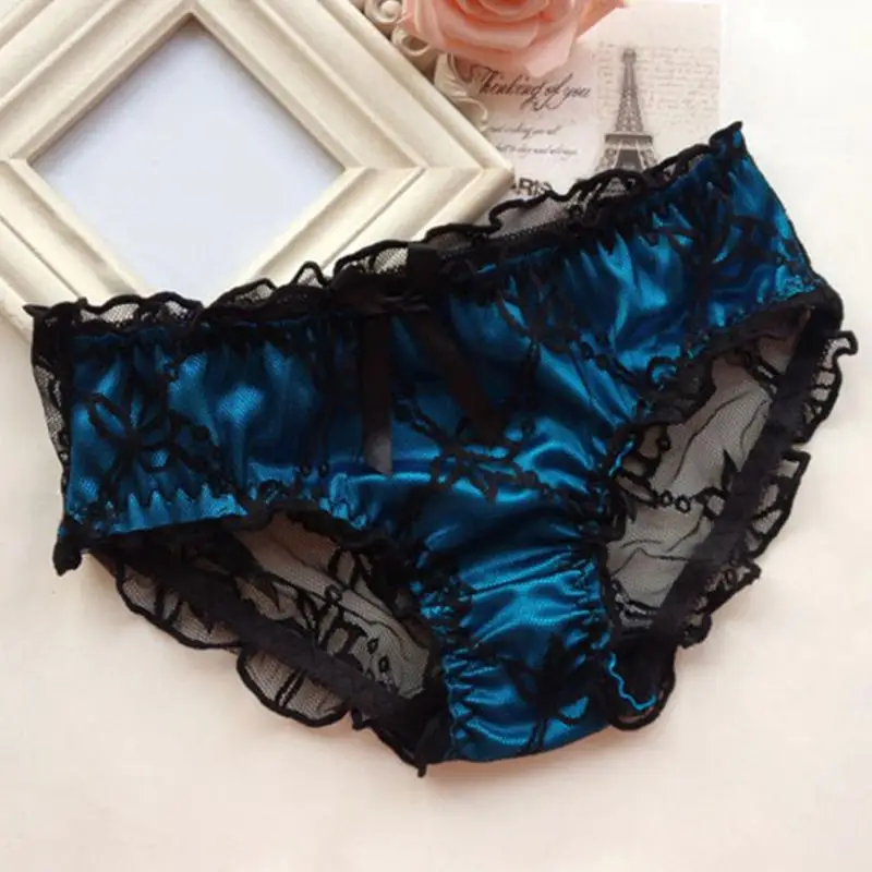 Underwear Woman Panties Low-Rise Plus Size Fancy Lace Sexy for Women Traceless Crotch of Cotton Briefs Black Red Blue |