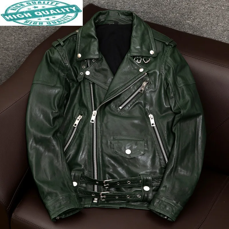 

Genuine Real Leather Korean 100% Sheepskin Coat Man Vintage Short Motorcycle Jacket Men Clothing J6767