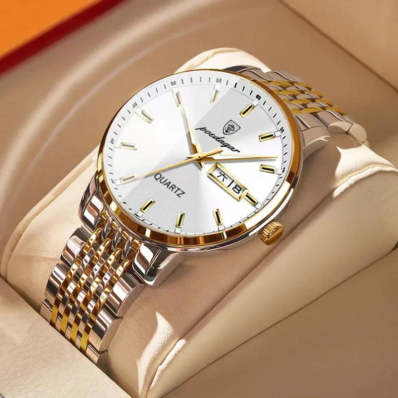 

Fashion Men Luxury Stainless Steel Watch Calendar Date Quartz Wrist Watch Watches for Man Business Leather Clock часы мужские