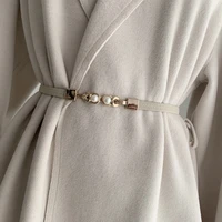 elastic women thin belt pearl pair buckle belt simplicity accessories womens clothing collocation skirt collocation belt