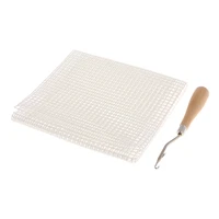 rug making kit canvas mesh blank white wood bent latch hook needle crochet diy cushion carpet rug making mat crochet needle