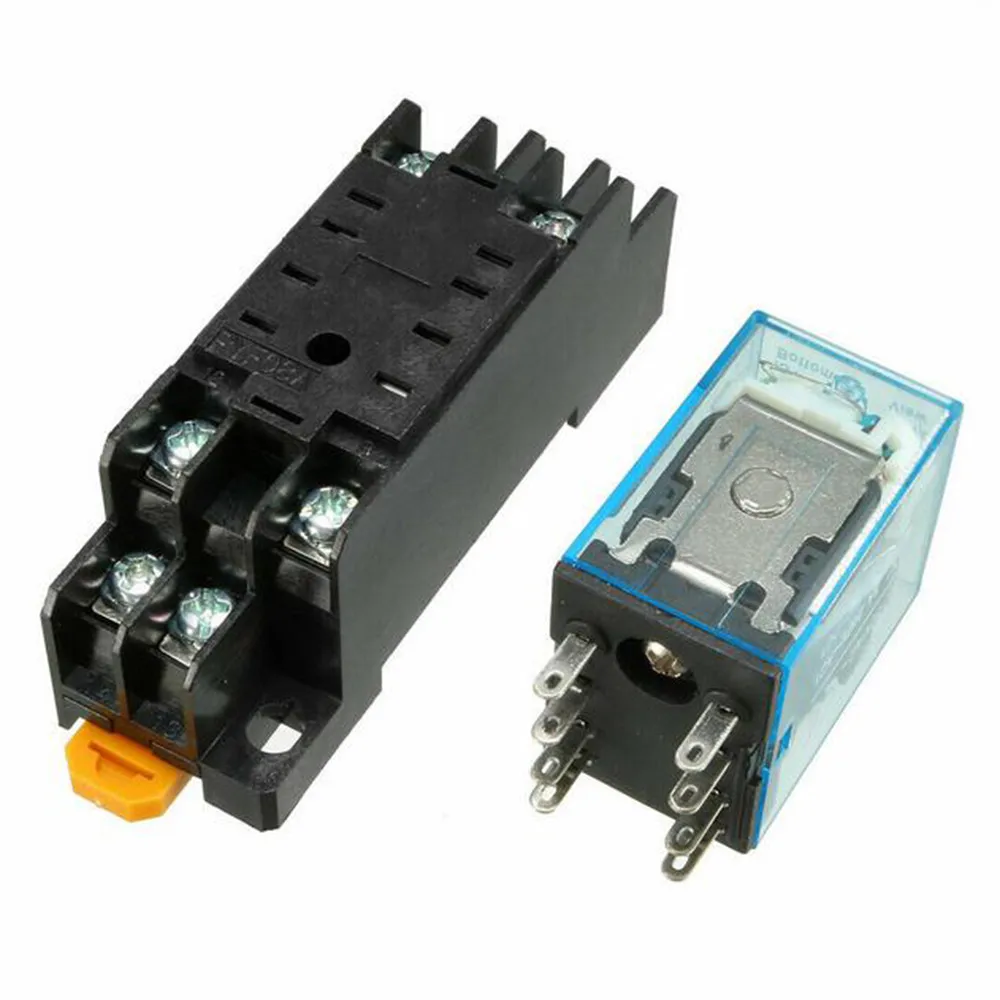 

35mm DIN Rail Power Relay 3PCS 8PIN DC 12V DPDT Electromagnetic Fitting