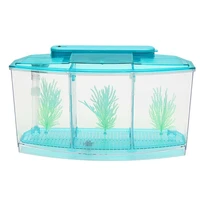 450ml acrylic aquarium with 3 compartments mini fish tank water grass 6 led lights water filtering tube