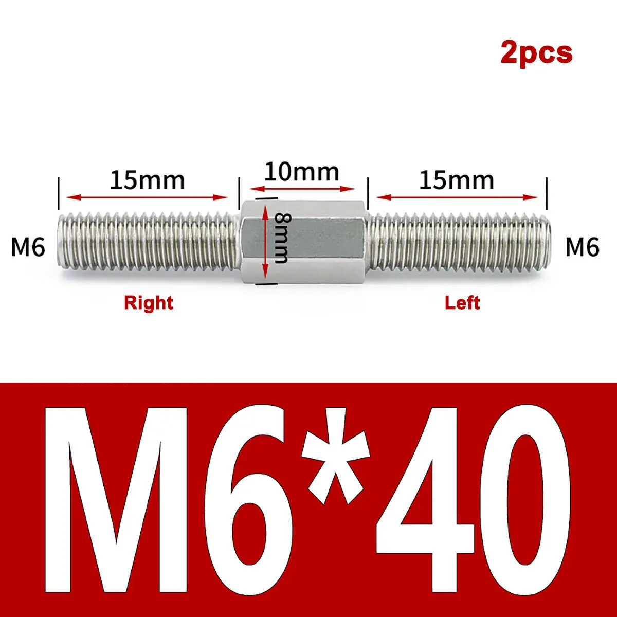 

2 шт., стержни с двойной резьбой M6 M8, GooBetter, нержавеющая сталь 304