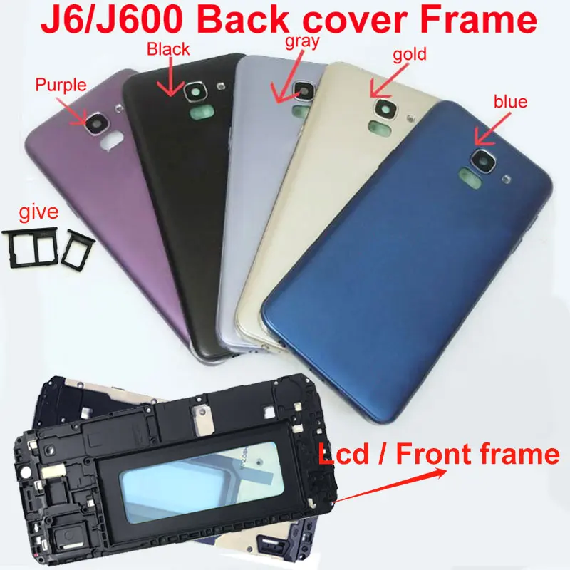 Для Samsung Galaxy J6 2018 J600 J600F корпус средняя рамка аккумулятор задняя крышка с кнопками