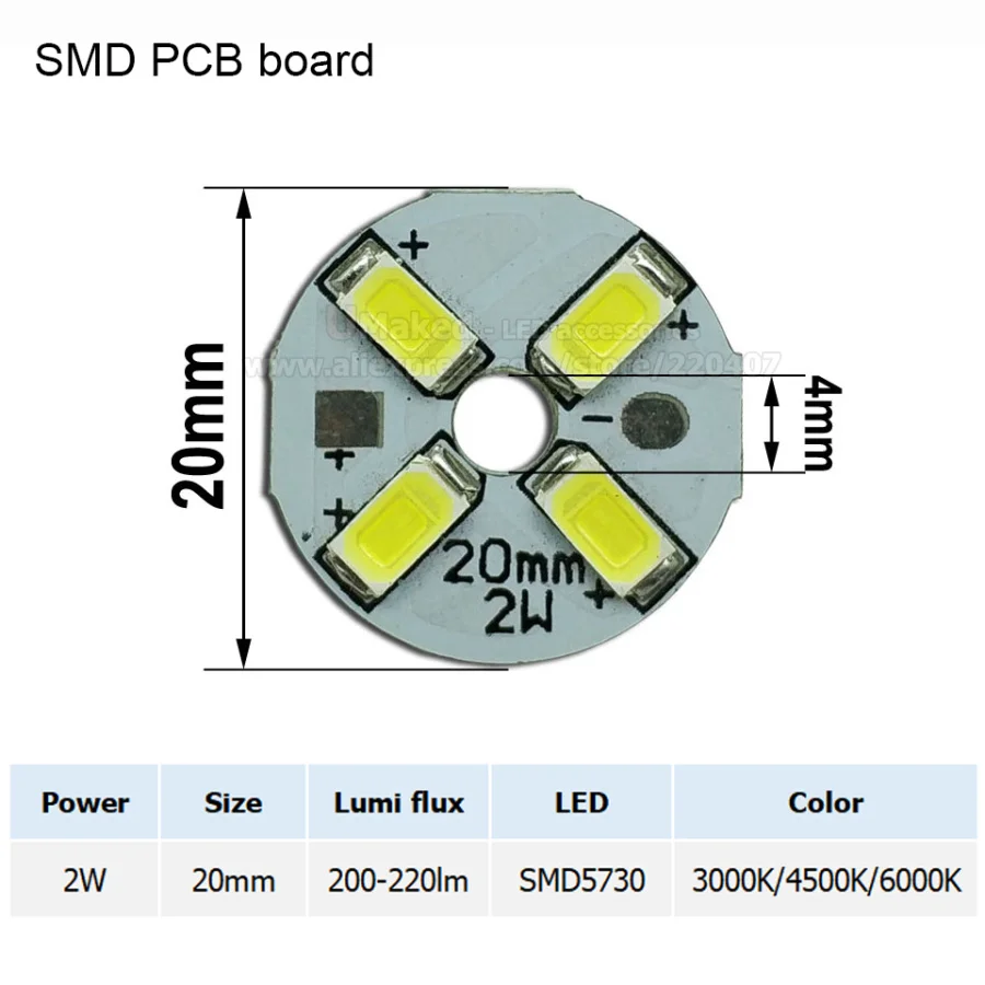 

Светодиодная плата Umaked 2Вт 20мм SMD для подвесных ламп