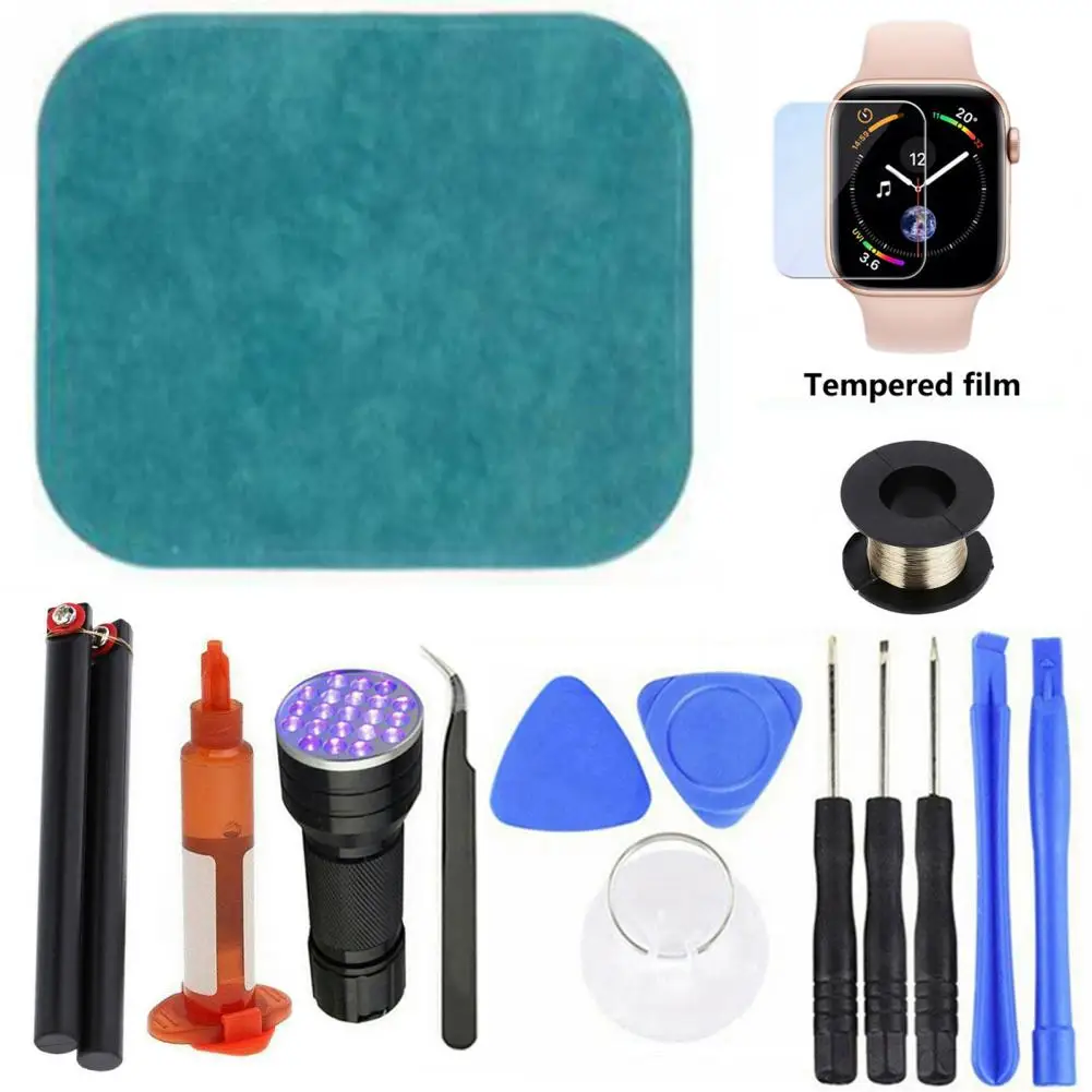 screen repair kit for apple watch series 23456 38mm 42mm 40mm 44mm front uv glue screen repair kit glass replacement kit free global shipping