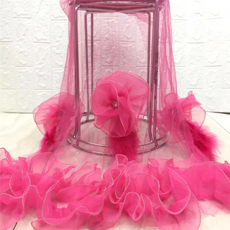 

African Lace Fabric 2020 pink 3d flower High Quality Lace Material With stones Green Nigerian Lace Fabrics For Wedding Dress