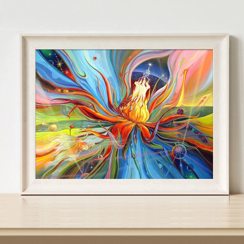 Золотая рыбка плавать в букет 5D Сделай Сам полностью круглая алмазная живопись