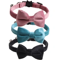 cat collar breakaway with bell bowtie 6 colors adjustable safety buckle velvet soft bow collars for cat kitten kitty dog puppy