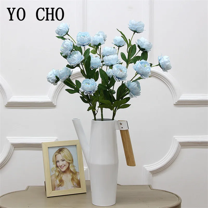 YO CHO 7Heads Artificial Peony Silk Flowers Branch Wedding Fake Flower for Home Christmas Decoration Faux Shop | Дом и сад