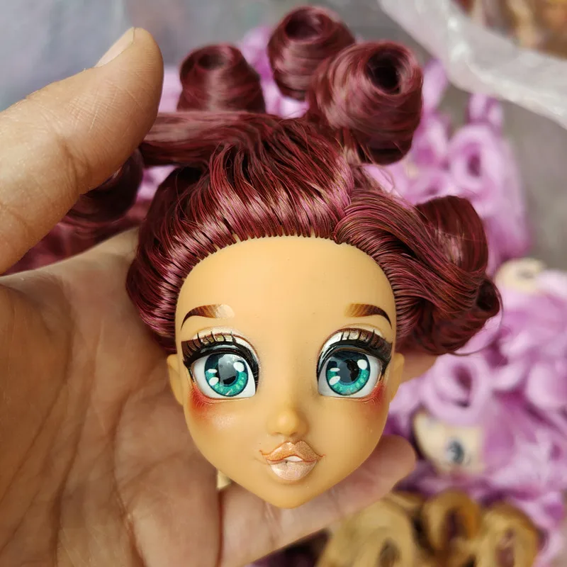 Блестящие очки милые кукольные головы красочные волосы части кукол белые