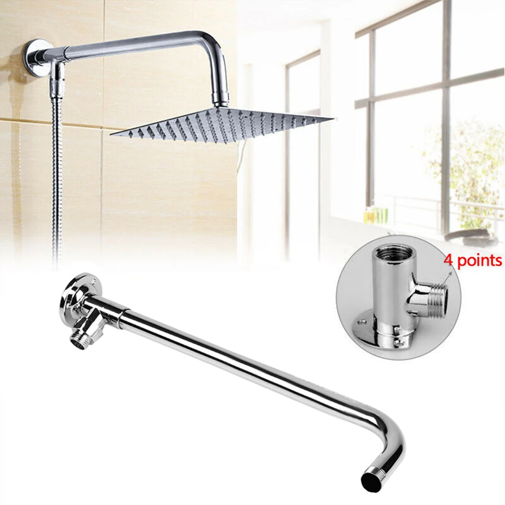 28cm Stainless Steel Wall Mounted Shower Head Extension Arm Rain Install Easy Bathroom Accessories | Обустройство дома