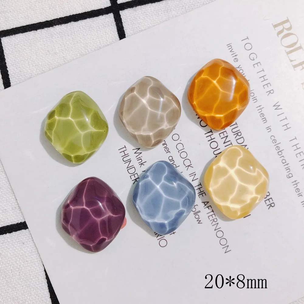 

70pcs 20*8mm Colorful Flatback Geometry Shape Acrylic Resin Cabochons Beads Ornament Accessories Charms Pendant Decor Cameo