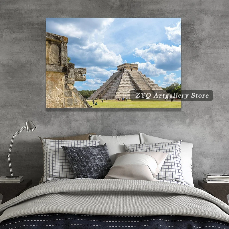 Холщовый постер El Castillo Mayan Temple Chichen Itza мексиканская Художественная печать картина