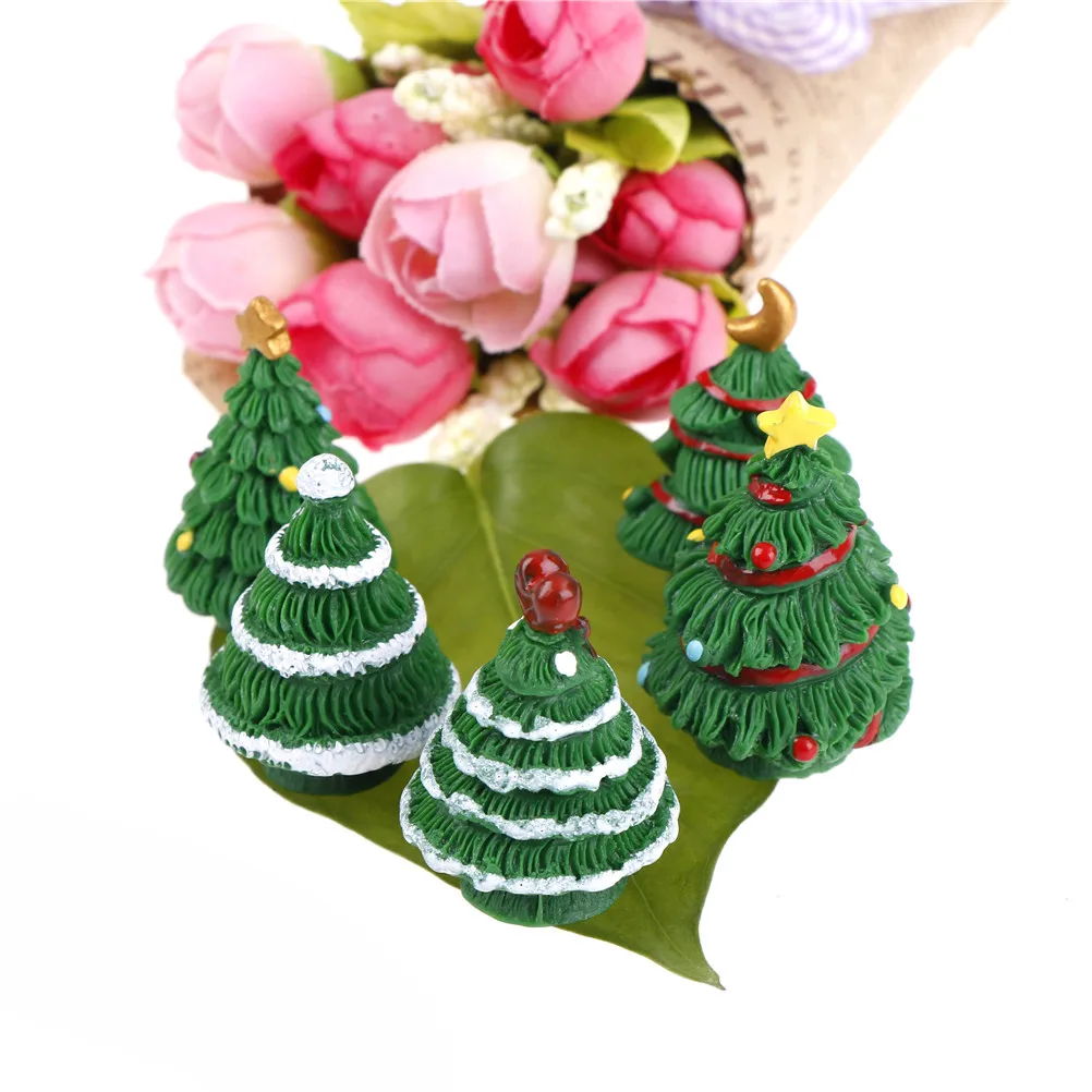 2 шт. смолы Новогодние ёлки миниатюрные фигурки/Цветущий сад фигурка куклы