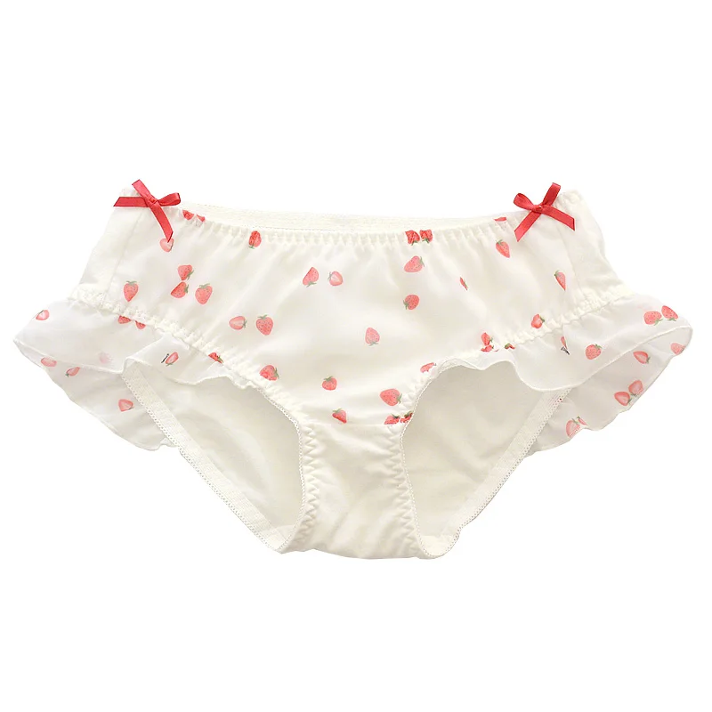 Хлопковые женские трусы с принтом клубники милое нижнее белье из сетчатой ткани