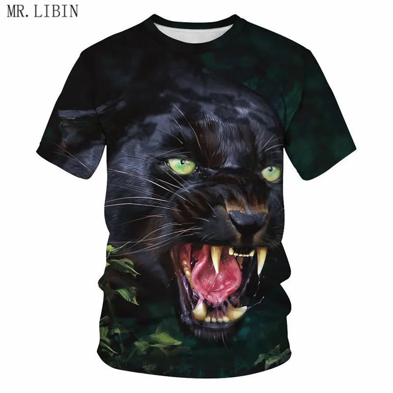 Новая Черная леопардовая футболка с 3D принтом волк собака хип хоп короткий рукав