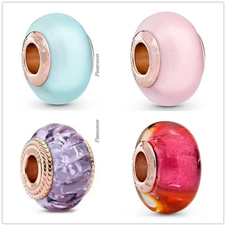 

Original 925 Sterling Silver Glittering Sunset Murano Glass Charm Bead Fit Pandora Bracelet & Necklace Jewelry