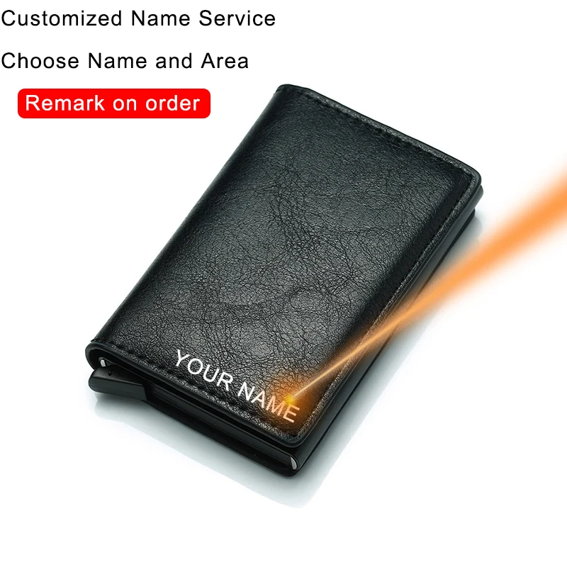 Black(Name Service) DIENQI углеродное волокно Анти Rfid банк держатель для карт для мужчин и женщин бизнес-держатель кредитной карты кошелек чехол кожаная сумка логотип дропшиппинг - Цвет: Black(Name Service)