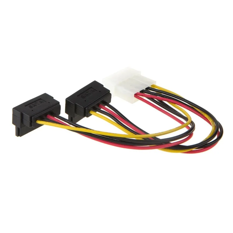 Molex to SATA [2 Pack] 6 дюймовый 4 Pin до 2 x 15 Вниз угол Женский кабель питания| |