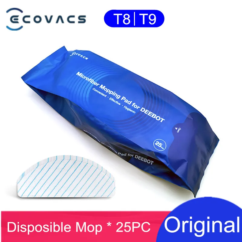 Оригинальные запчасти ECOVACS T8, одноразовая ткань для швабры, коврик для мытья микрофибры, 25 шт. для серии Deebot T8 Max T9 AIVI - изображение