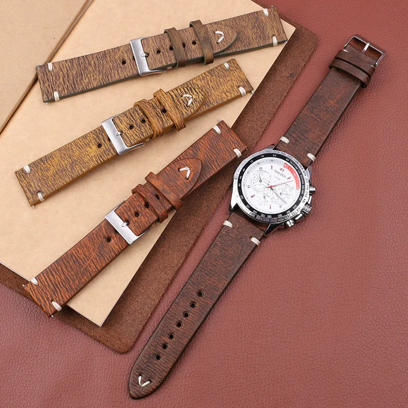 Retro Leather Watch Strap 18mm 20mm 22mm 24mm Watch Band Multicolor Bracelet Strap on Men Women's Watches Belt Pin Clasp Buckle enlarge
