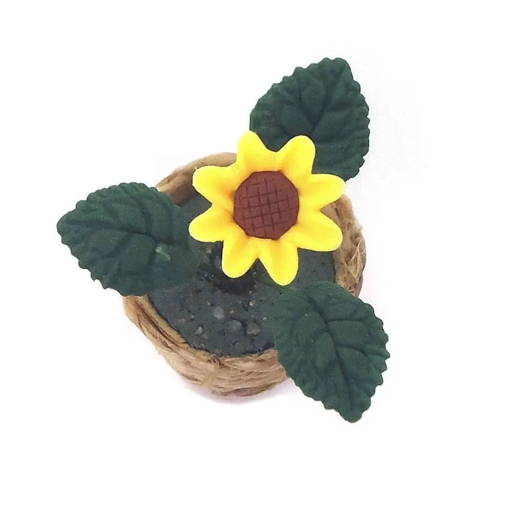 

1:12 Simulation Mini Clay Flowers And Straw Potted Dolls House Flower Accessories Miniature C6r4