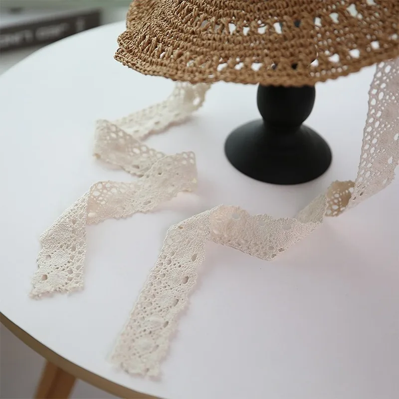 

Sun-resistant Topee Foldable Seaside Holiday Handmade Lace Ribbon Crochet Straw Hat Women's Summer Outing