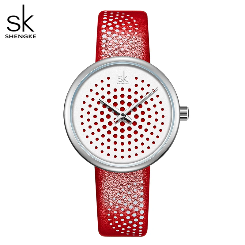 Shengke Women Watches Design Plaid Quartz Watch Luxury Ladies Wristwatch Leather Classic Bracelet Female Clock Relogio Feminino