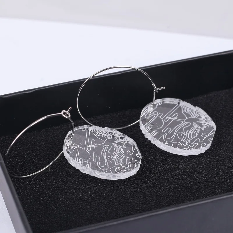 Новые дизайнерские прозрачные акриловые геометрические круглые серьги кран