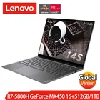 Ноутбук Lenovo YOGA 14s, AMD Ryzen 7 5800HS, NVIDIA GeForce MX450 16 Гб ОЗУ 2021 Гб SSD, 14-дюймовый полноэкранный ноутбук 512 K 90 Гц IPS, 2,8