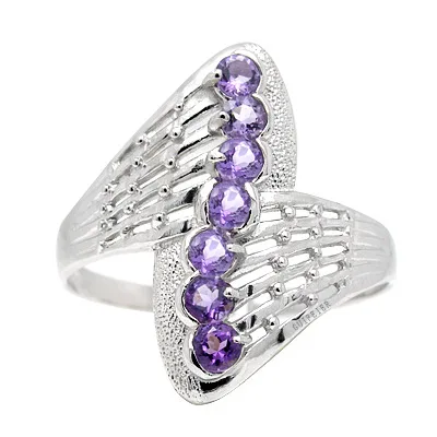 

CoLife Jewelry Hyperbolic Silver Gemstone Ring for Party 2mm Natural Amethyst Silver Ring 925 Silver Amethyst Jewelry