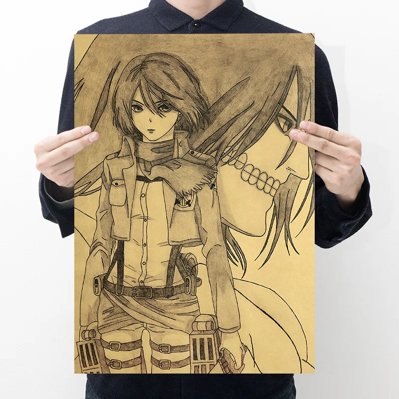 Постер с аниме атака на Титанов винтажный домашний декор Мультяшные фигурки