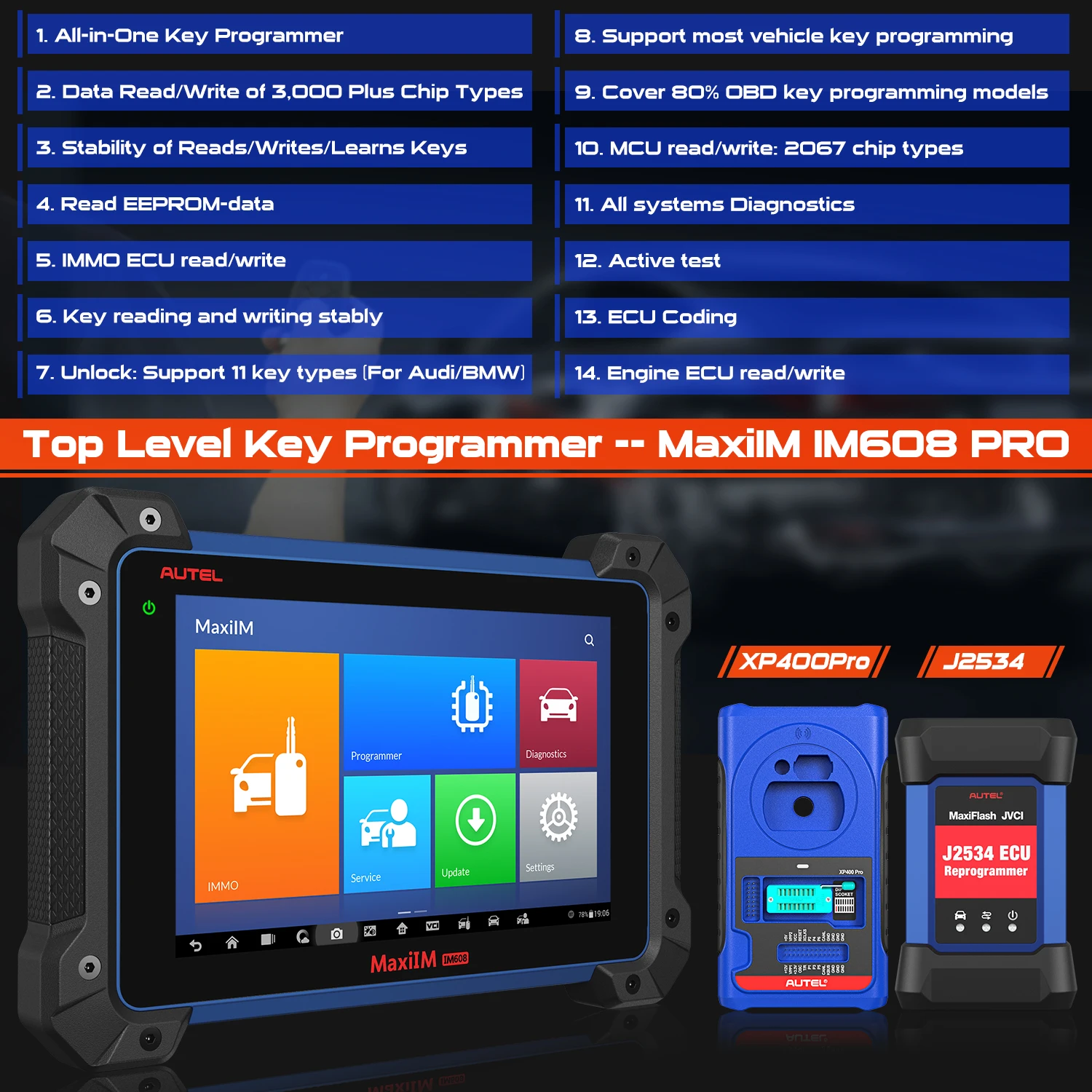 2021 Autel MaxiIM IM608 и XP400PRO равно программированию ключей IM608PRO все системы OBD2