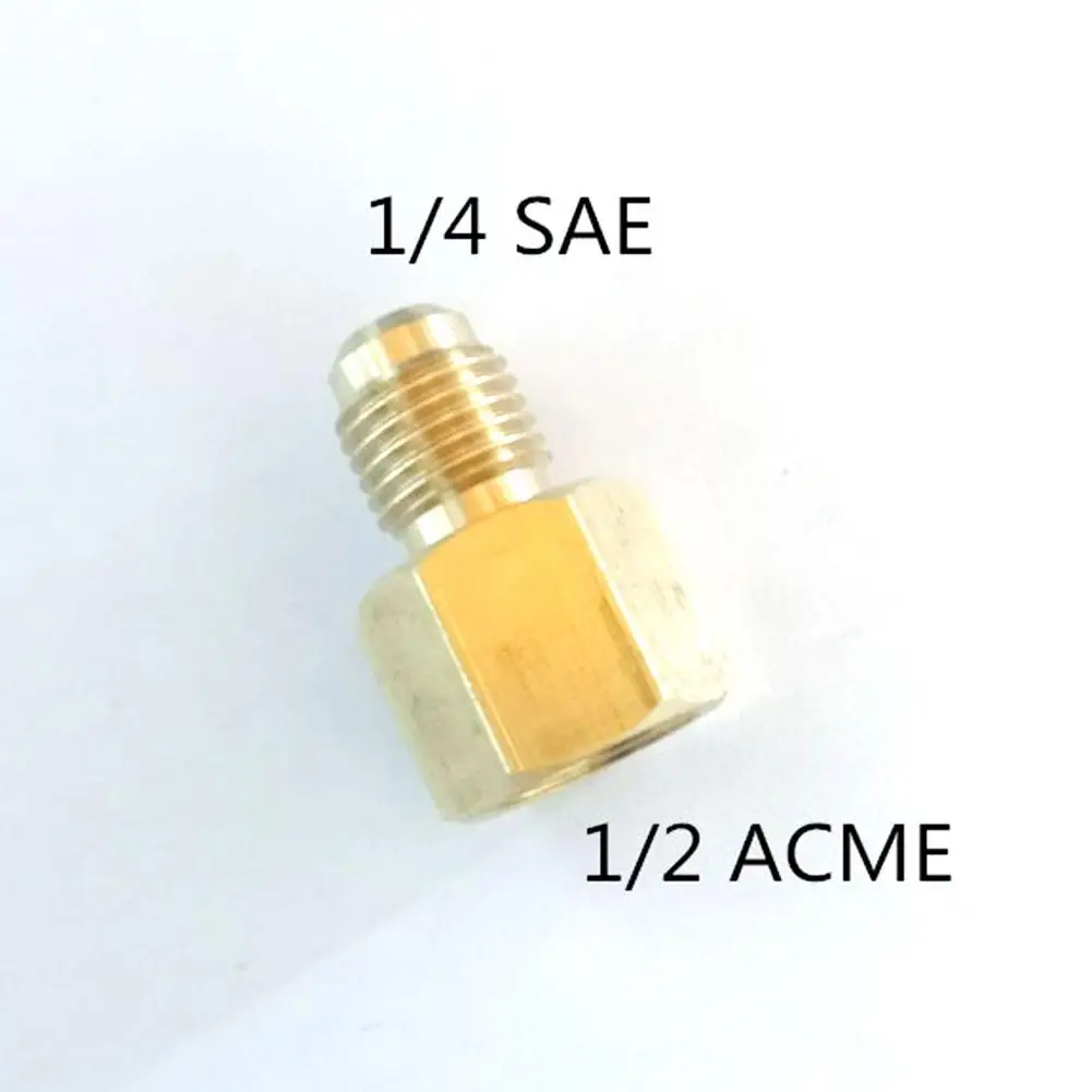 

4PCS R134A Brass Refrigerant Tank Adapter To R12 Fitting Adapter 1/2 Female Acme To 1/4 Male Sae Adaptor Valve Core Vacuum Pump