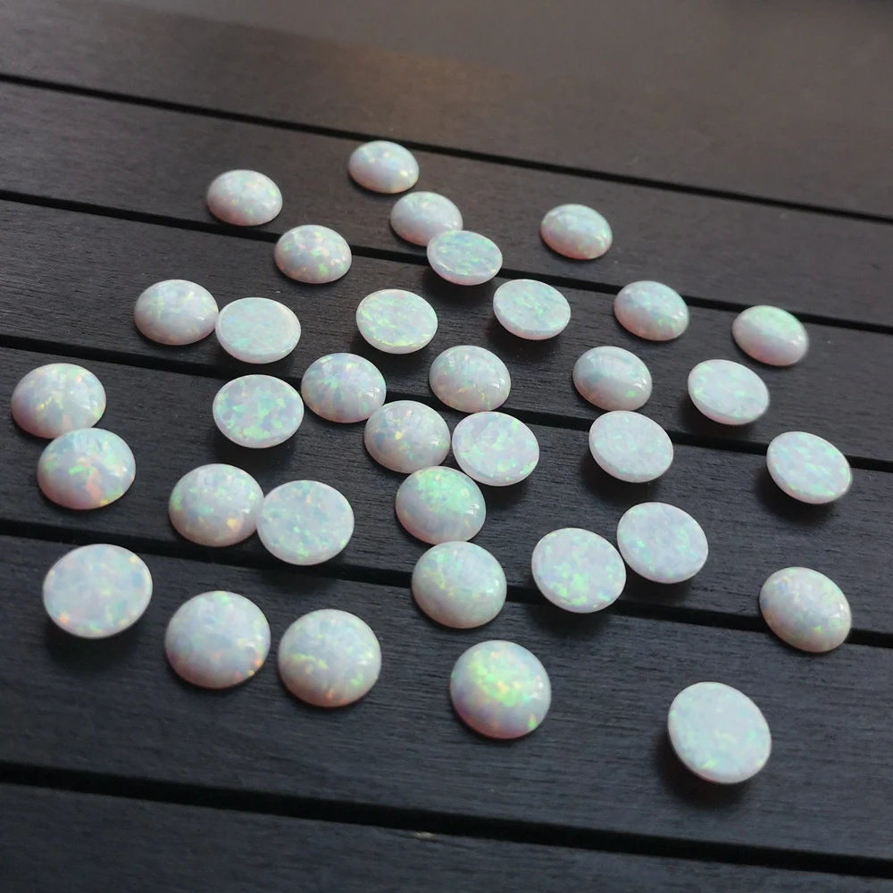 100 шт./лот 8 мм синтетический круглый кабошон Опал Камень Круглый Белый огненный