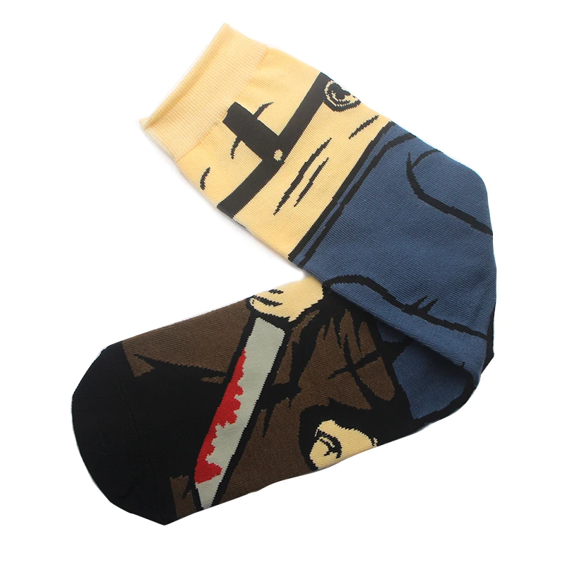 SP821 1 Pair Funny Cartoon Anime Socks Novelty Men Socks Women Breathable Horror Movies Cotton Happy Sock Gifts for Men