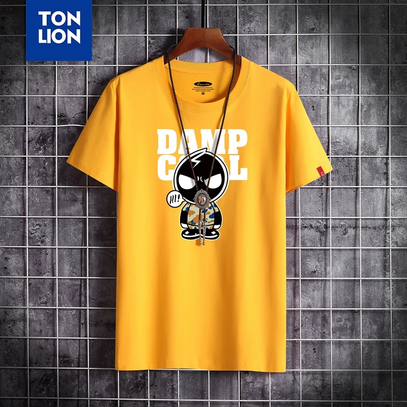 

Cartoon Print White Men Tshirts Summer Fashion Hip Hop 100% Cotton Tops Short Sleeve 2020 New Brand High Quality T Shirt