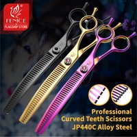 fenice 7 25 inch professional dog grooming scissors curved chunkers scissors thinning shears for pet hair tijeras tesoura
