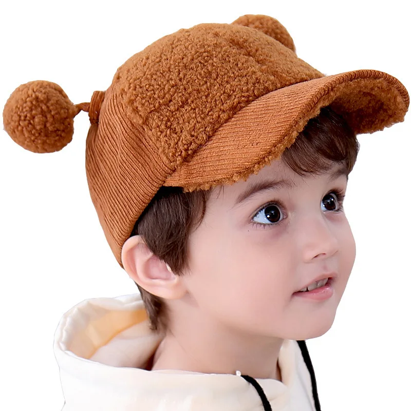 Бренд Hepburn осенне-зимняя теплая Кепка для мальчиков и девочек бейсболки с двойной