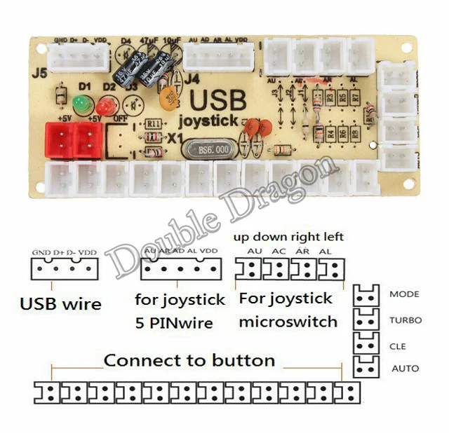 

4 sets usb button joystick zero delay encoder control board cable diy for coin operated arcade mame